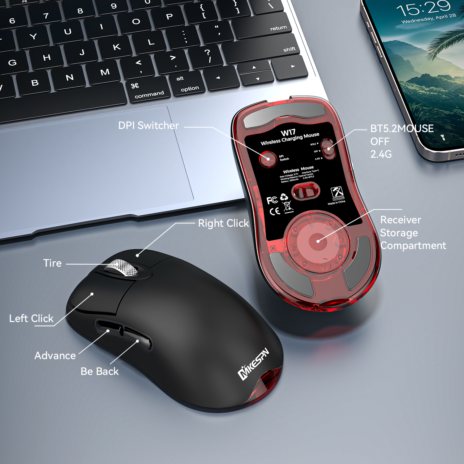 W17 wireless gaming mouse