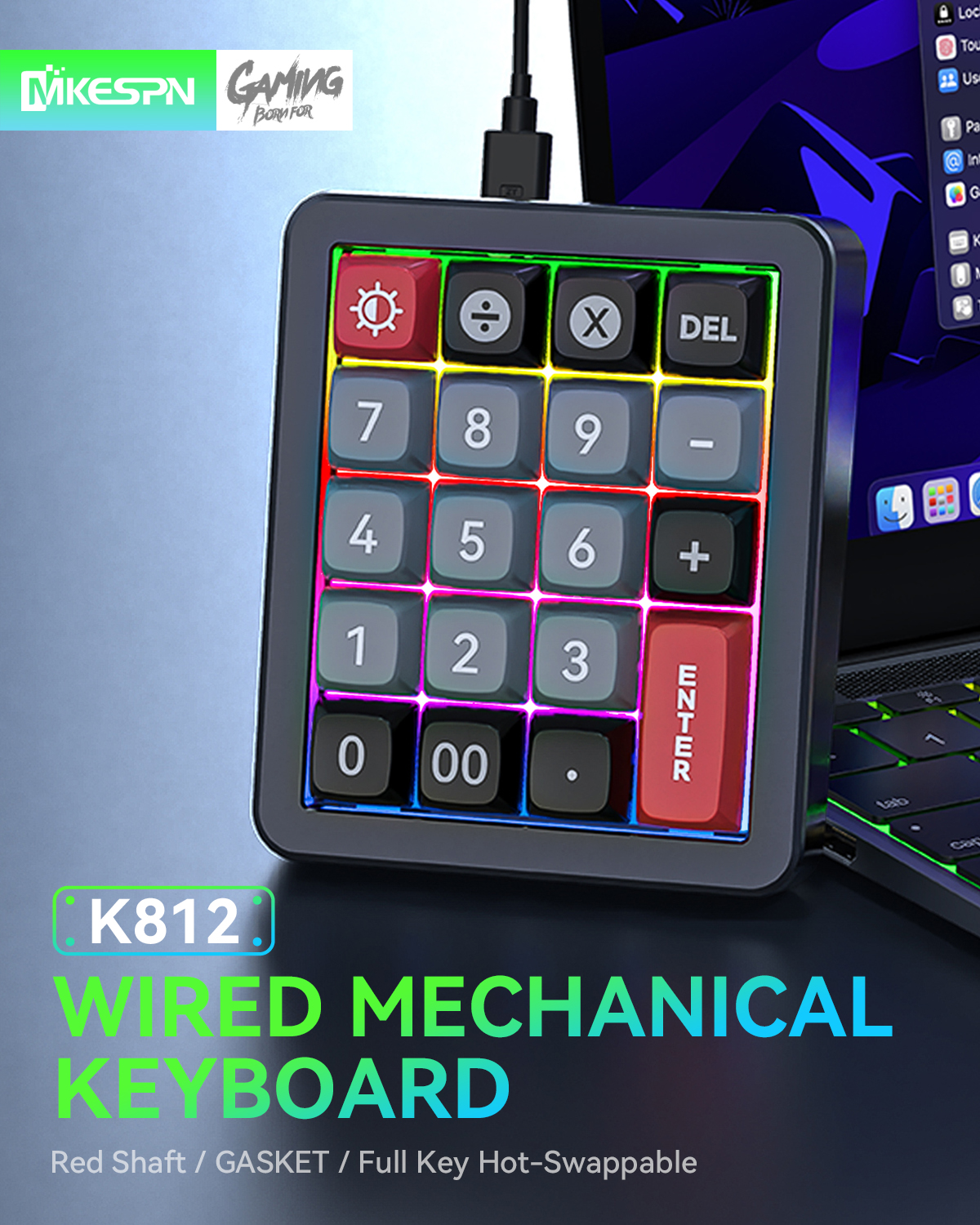 K812 Wired macro defined mechanical keyboard