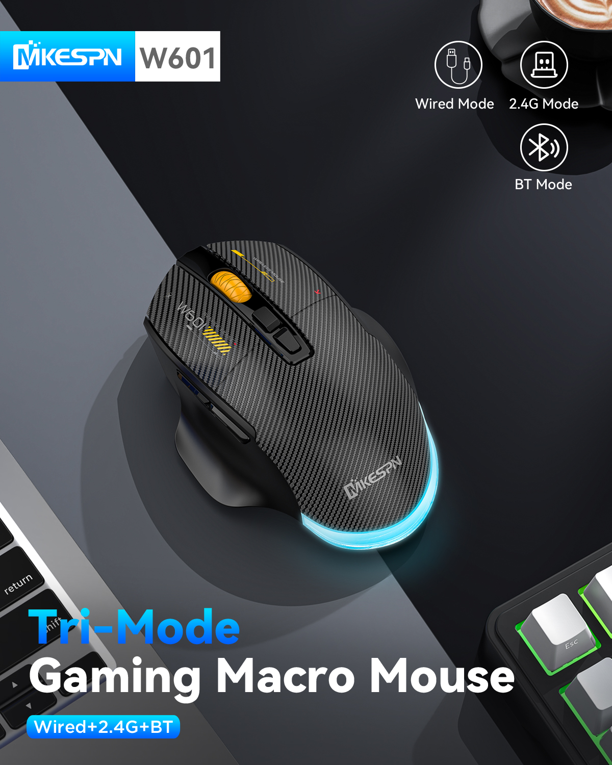 W601 Wireless macro defined mechanical mouse