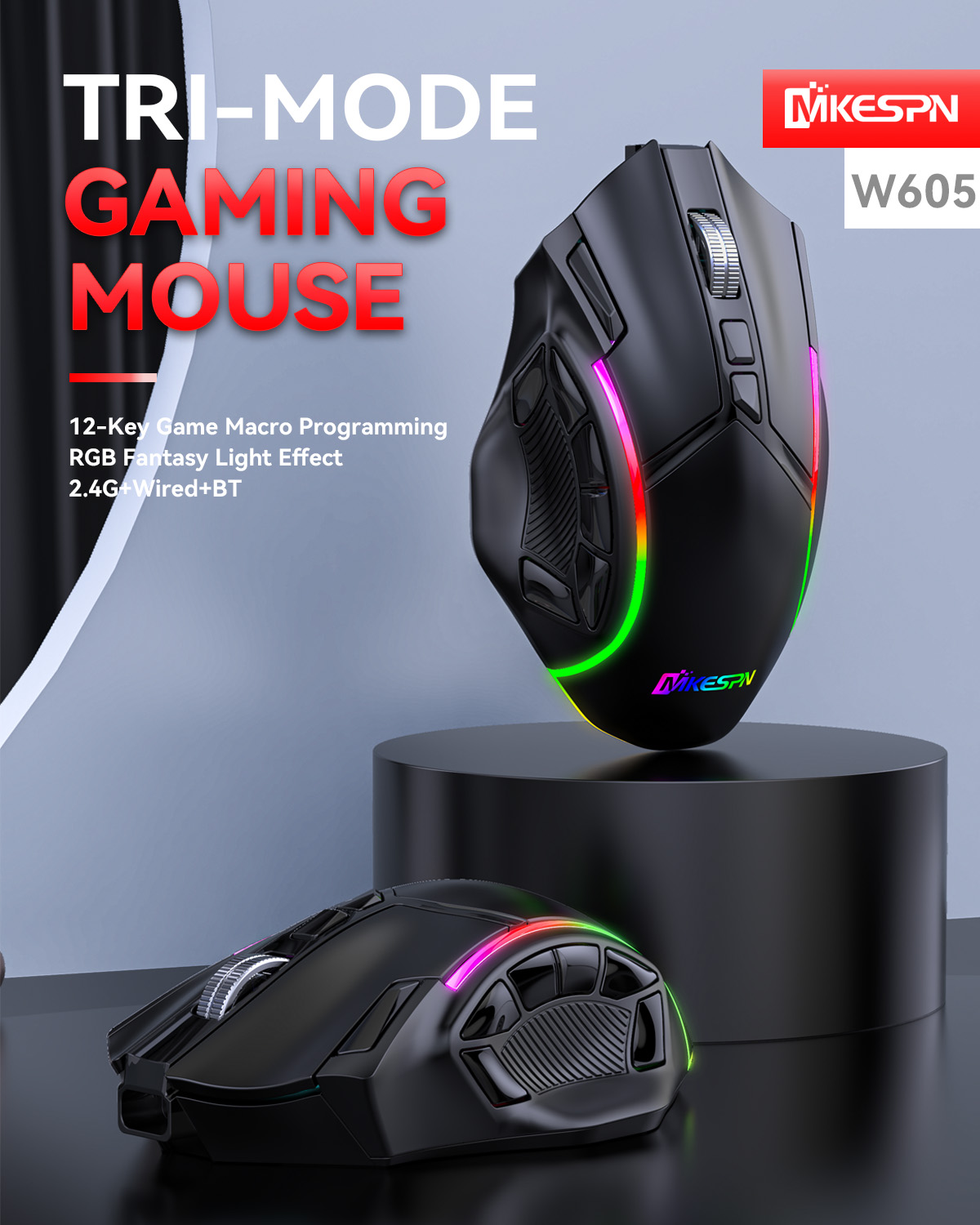 W605   Wireless macro defined mechanical mouse